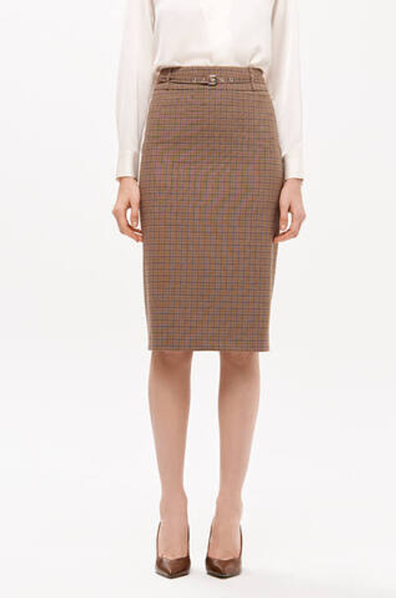 4902 Юбка женская (коричневый клетка)