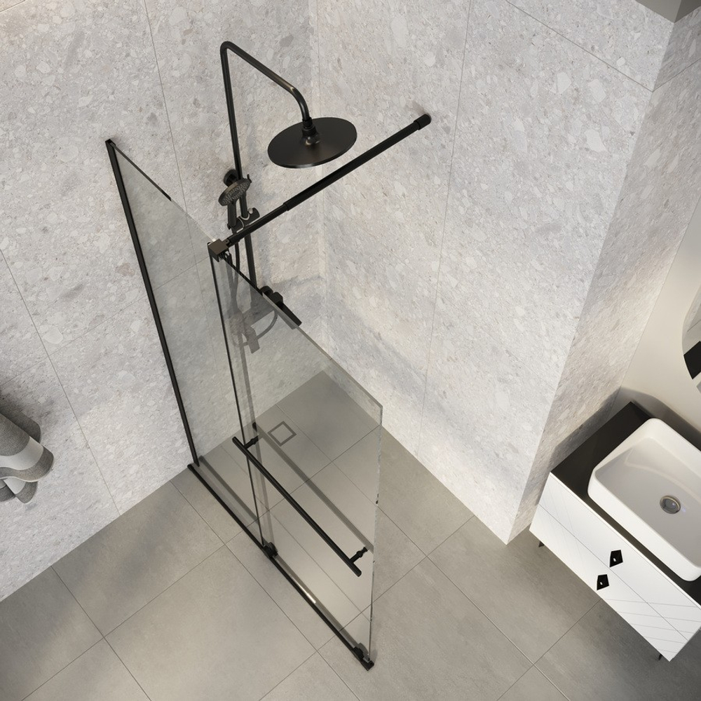 Душевая перегородка Niagara Nova NG-671-10BLACK (100х200) черный матовый,раздвижная,стекло прозрачное,1 место