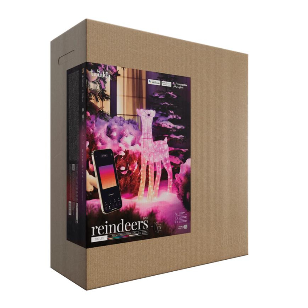 Умная уличная гирлянда «Оленуха» Twinkly Reindeers Doe, RGB + W (95x60 см, 200 светодиодов) Декоративная световая фигура