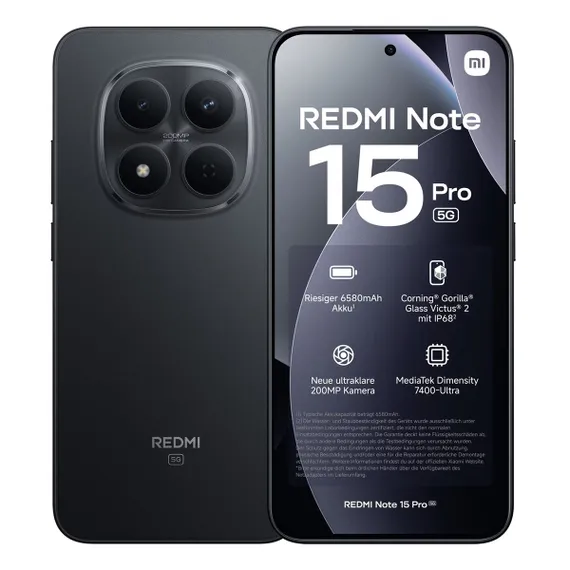 Смартфон Xiaomi Redmi Note 15 Pro 4G NFC 12 ГБ | 256 ГБ (Чёрный | Black) (версия Global)