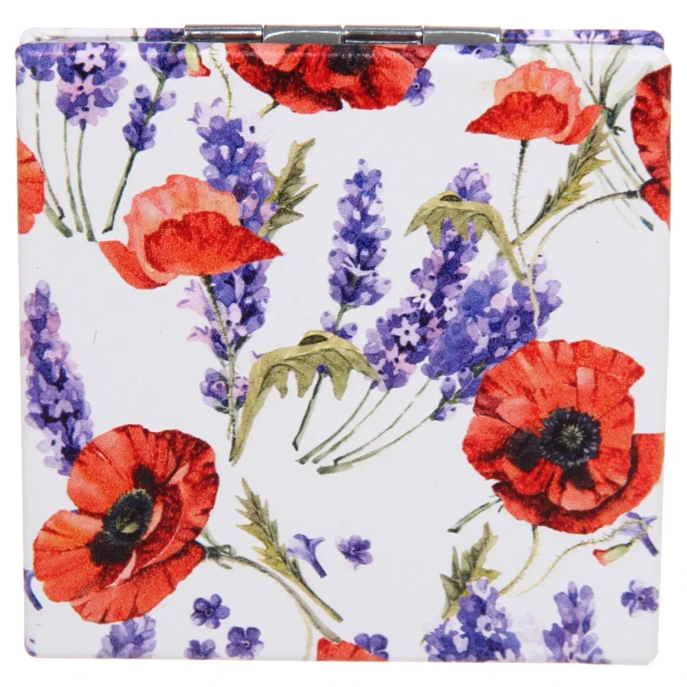 Зеркало косметическое двойное «ФРАТЕЛЛИ», маки, 7*7см (пакет с подвесом)