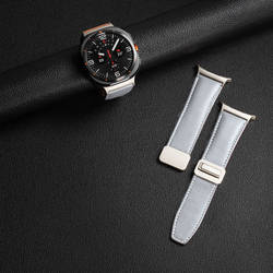Ремешок из натуральной кожи серого цвета от Dux Ducis для смарт часов Samsung Watch Ultra 47MM, серия YA Series