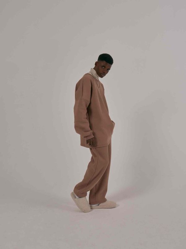 Брюки Multicolor Широкие с начесом синопия фреско - фото 6