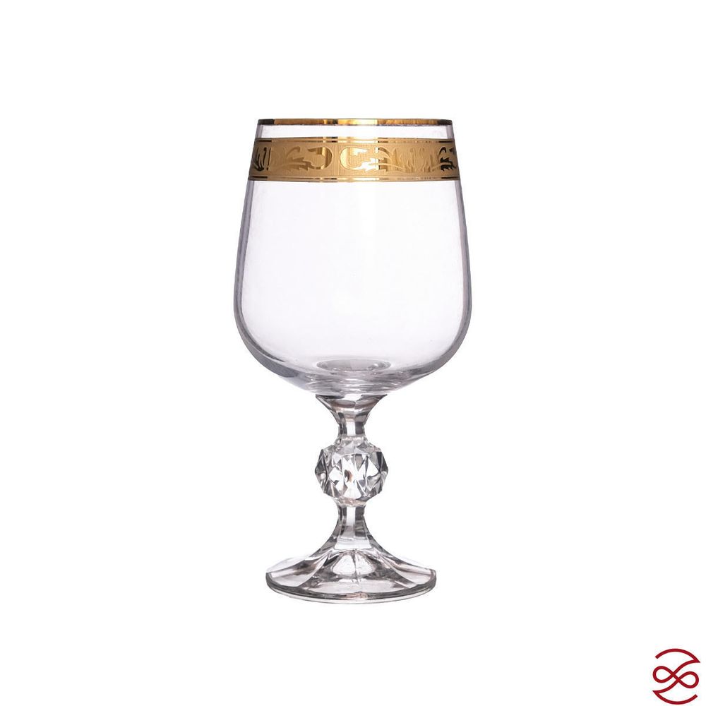 Золотой лист Клаудия Набор бокалов для вина 340 мл Кристалайт (6 шт)