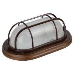 Светильник ЭРА НБО 04-60-022 Кантри дерево/стекло решетка IP54 E27 max 60Вт 232х140 овал орех | Светильники ЖКХ РБ