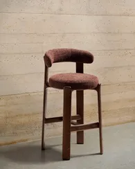 Барный стул Granite из коричневой синели и ясеня с отделкой орех 75 см