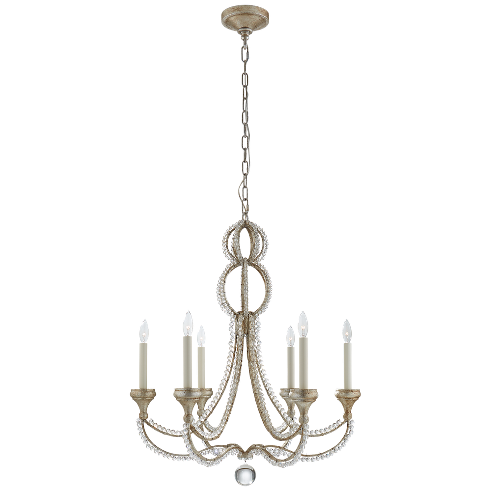 Milan Medium Chandelier in Venetian Silver with Crystal