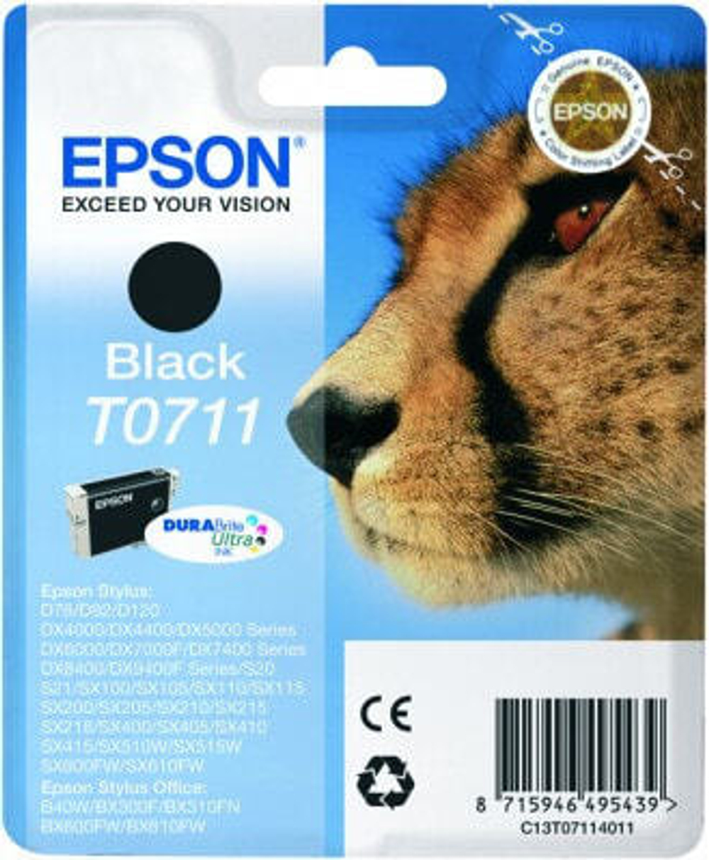 Epson Cheetah T0711 Подлинный Черный 1 шт C13T07114011