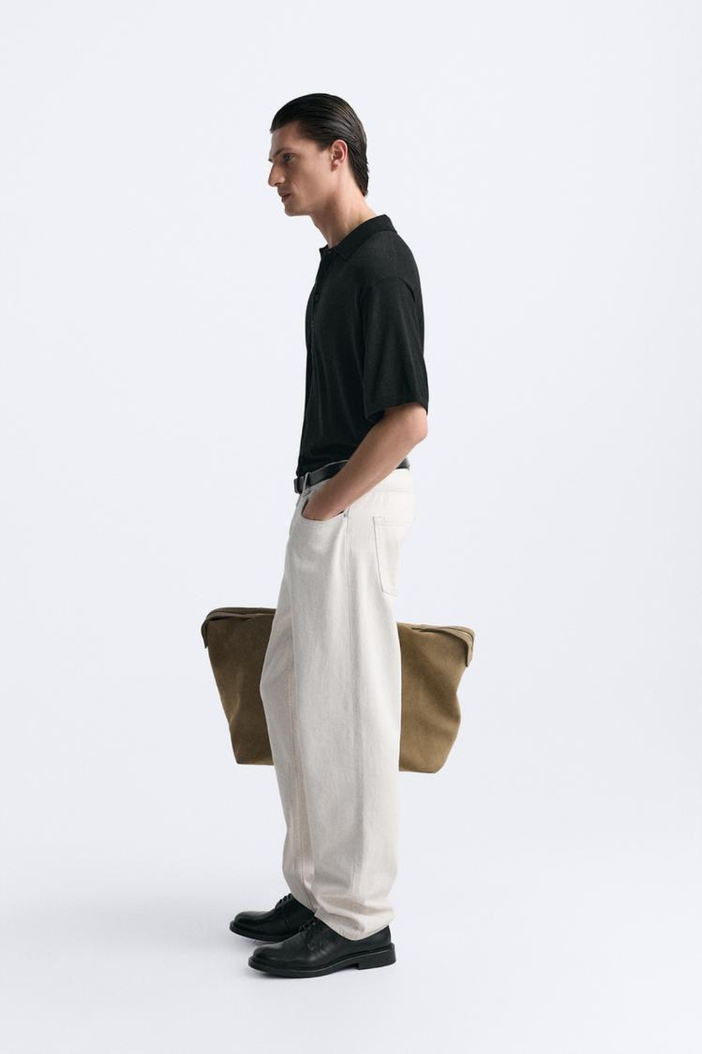 ZARA ПОЛО С ПУГОВИЦАМИ, ЧЕРНЫЙ