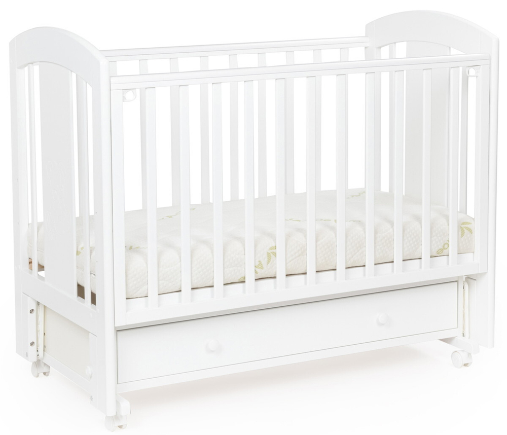 Детская кроватка Bebizaro Regency Teddy маятник универсальный с ящиком 01 White