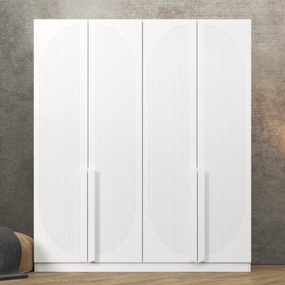 Шкаф Агератум МДФ четырехсекционный в белой эмали - Белый Фасадный 0101  240*50*220