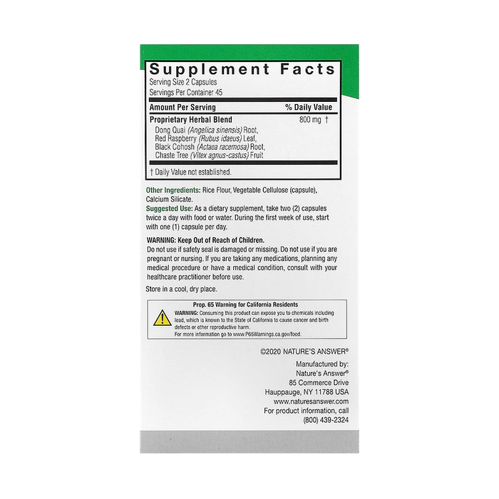 Комплекс для женщин, Female Complex, Nature's Answer, 90 вегетарианских капсул 2