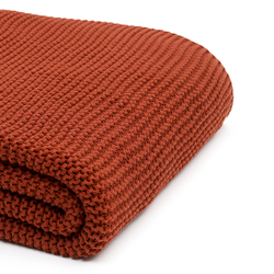 Плед хлопковый 130х180см Tkano Essential жемчужной вязки терракотовый