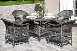 "Дольче" обеденная группа из искусственного ротанга, цвет графит