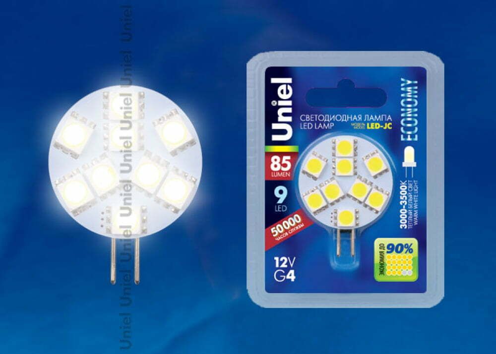 LED-JC-12/1,6W/WW/G4 85lm Round Лампа светодиодная. Упаковка блистер