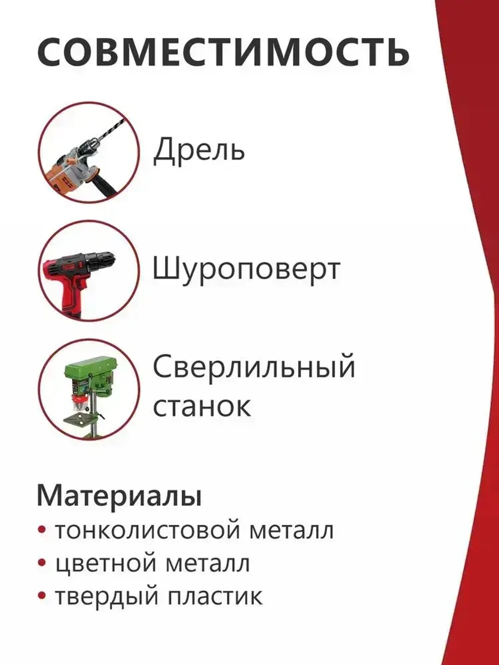 Сверло ступенчатое по металлу , 4-32 мм диаметр, быстрорежущая сталь HSS с нитридтитановым покрытием, спиральный профиль и шестигранный хвостовик