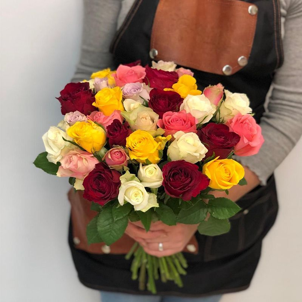 Роза кенийская цветной микс 40см