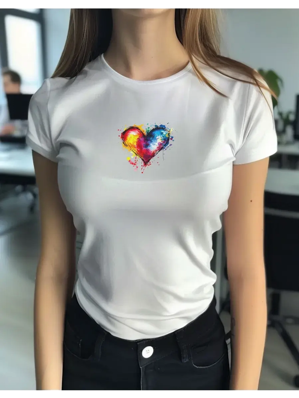 Футболка больших размеров с принтом сердце