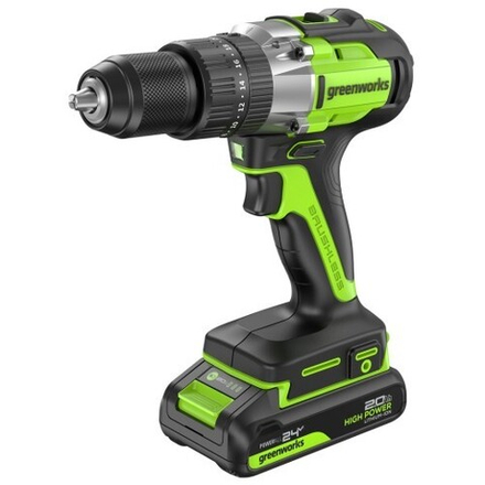 Дрель-шуруповерт аккумуляторная GREENWORKS GD24DD60 ударная, 24V, АКБ 2Ач и ЗУ 3704107CUA