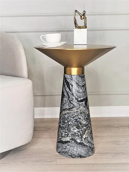 Журнальный столик Iris, Ø45х60 см, мрамор, латунь