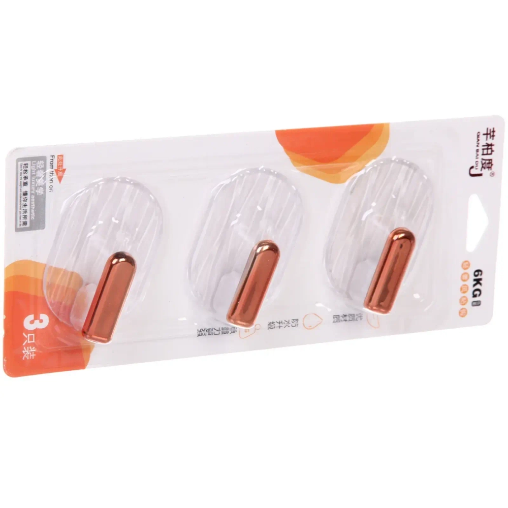 Крючки в наборе 3шт на липком слое «ДОМания», овальные, прозрачные, нагрузка 6кг