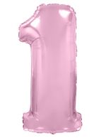 Шар (40"/102 см) Цифра, 1, Розовый, в упаковке