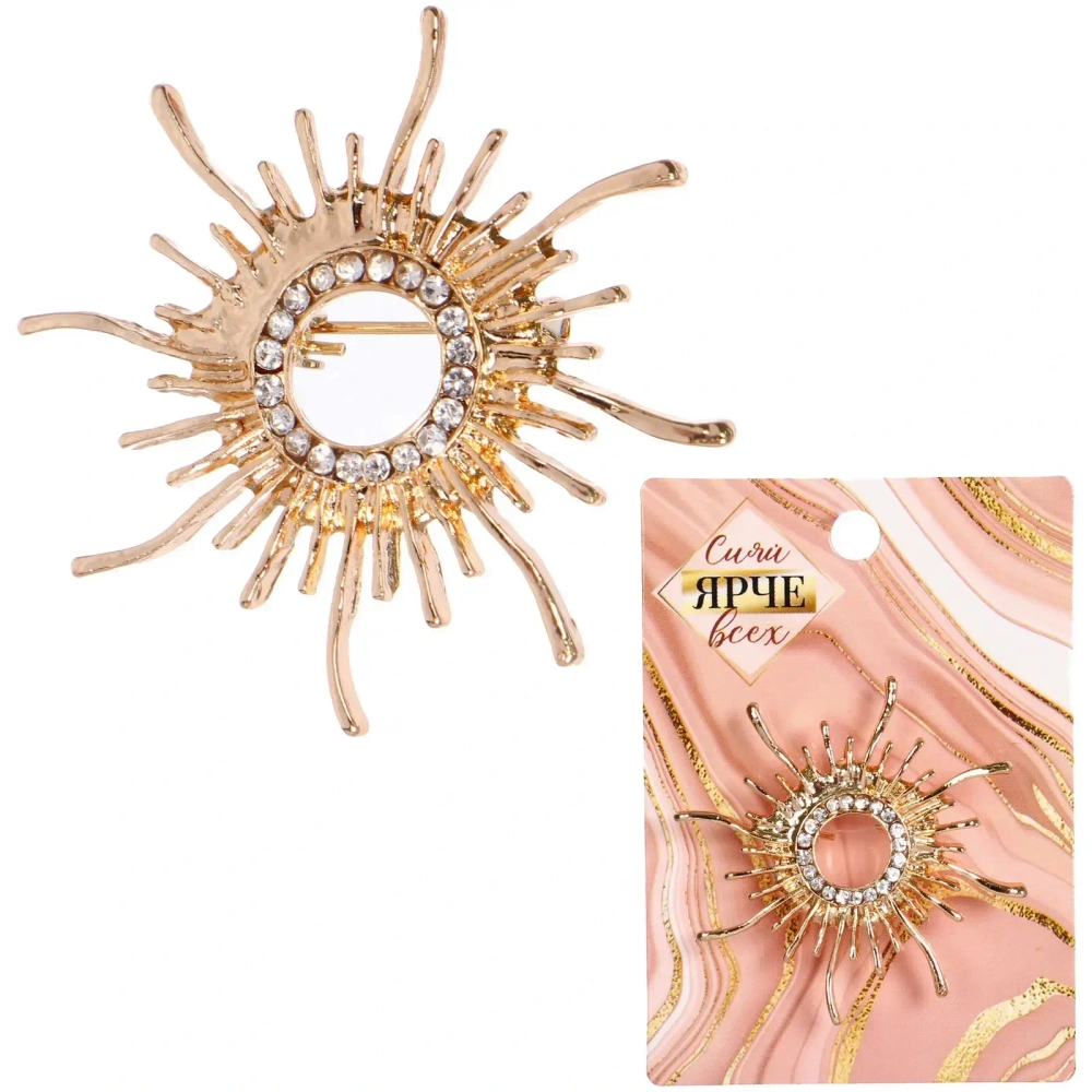 Брошь «GOLD Podarok», Восходящее Солнце, цвет как на фото, 4.5см (символ Страсти и Любви)