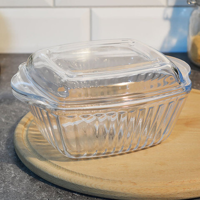 Кастрюля 1,07л стеклянная с крышкой, h10см, d21см, BW-003