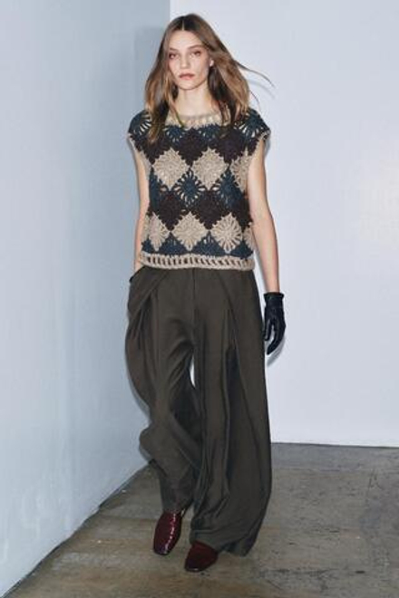 ZARA ВЯЗАНЫЙ ЖИЛЕТ, РАЗНОЦВЕТНЫЙ
