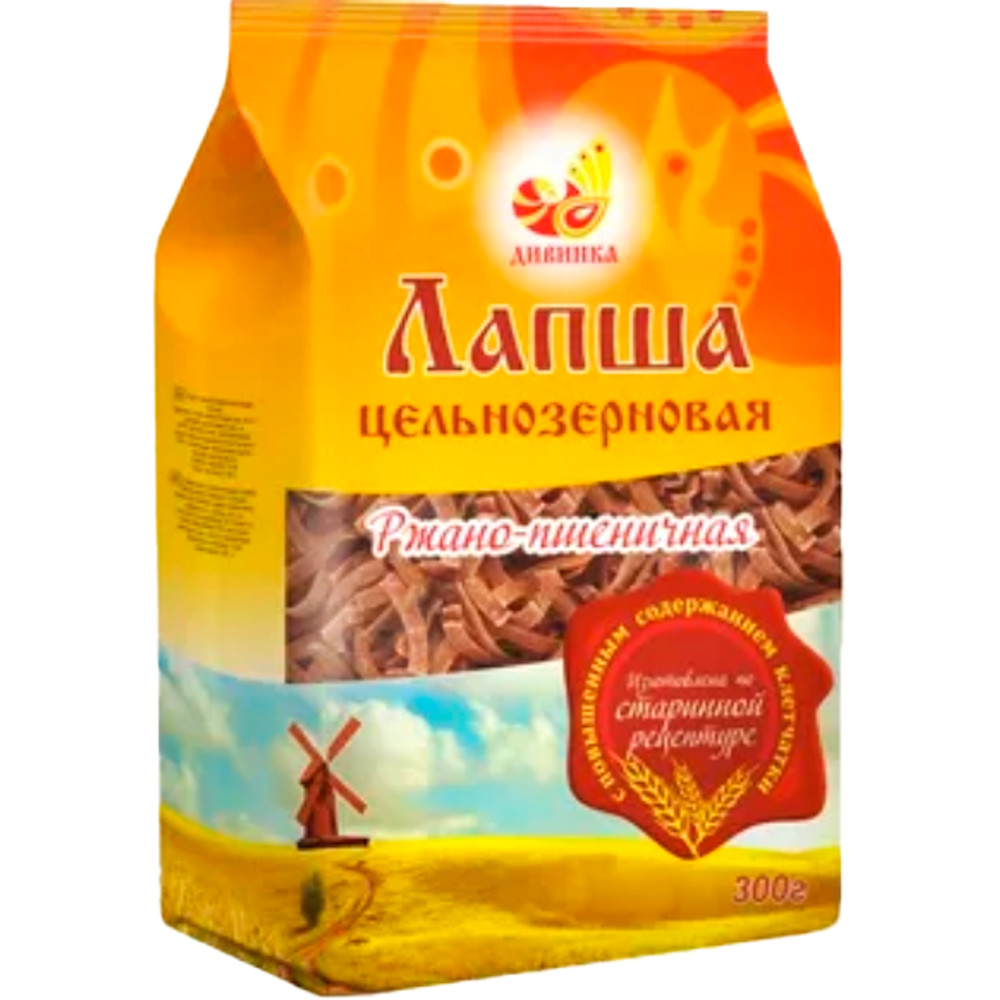 Макаронные изделия ц/з ржано-пшеничная Лапша Дивинка 300г