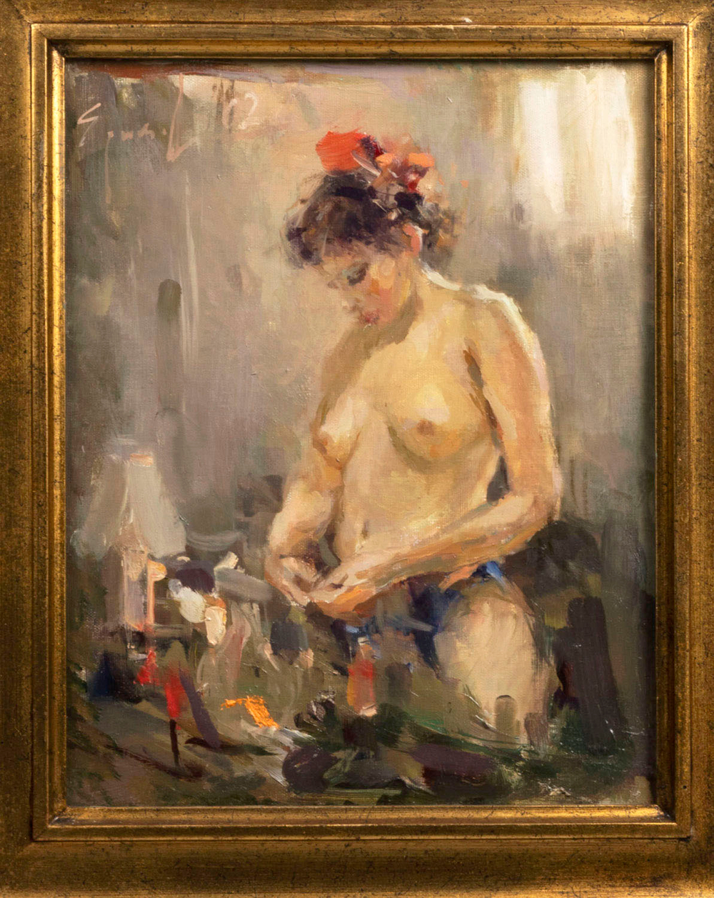 [Ню] Н/х. Обнаженная. Утро. Картон, масло. 2002 г.