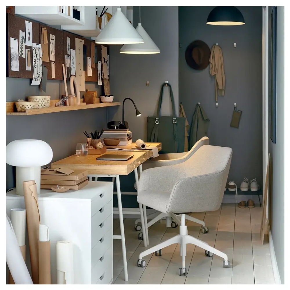 Офисный стул -  IKEA TOSSBERG/LÅNGFJÄLL/LANGFJALL, 67x67x45(57)см, бежевый/белый ТОССБЕРГ/ЛОНГФЬЕЛЛЬ ИКЕА