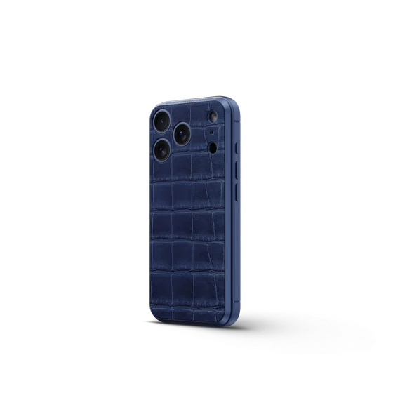 Чехол для iPhone на магните - Натуральная кожа - Тёмно-синий