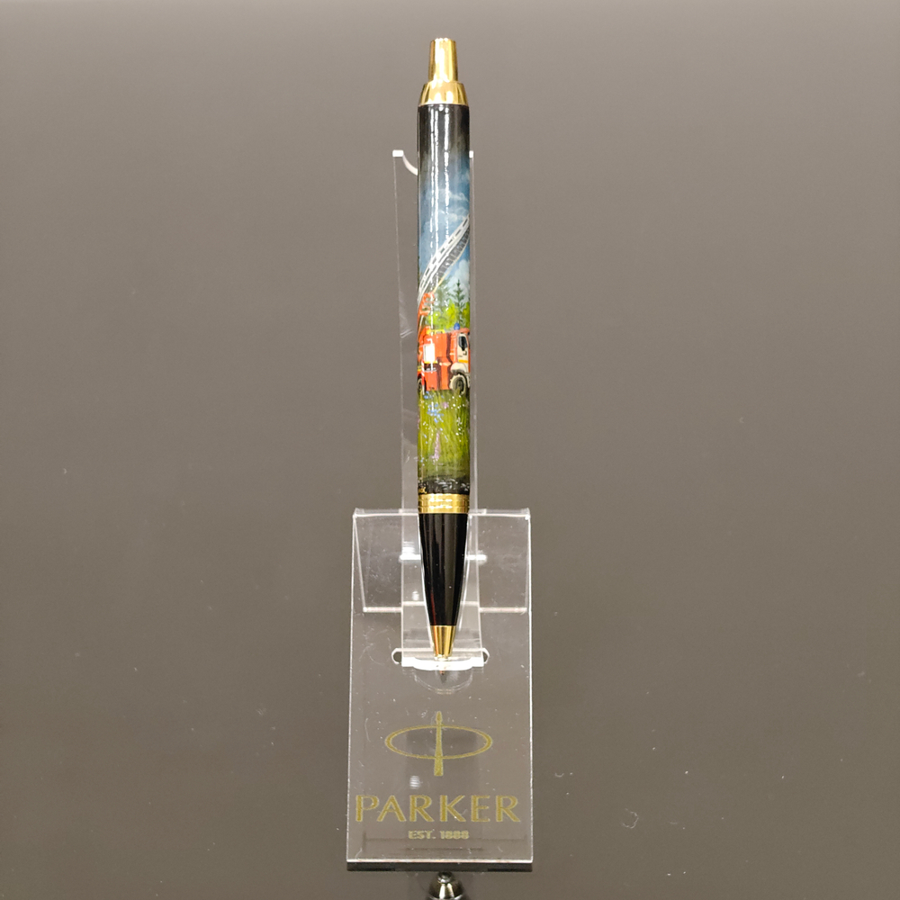 Ручка "Пожарная машина. МЧС" с ручной росписью Палех