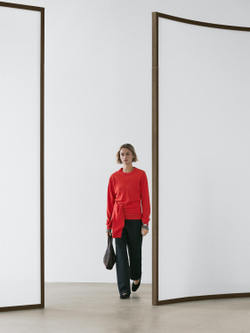 Massimo Dutti Шерстяной свитер с декоративной деталью на поясе, оранжевый