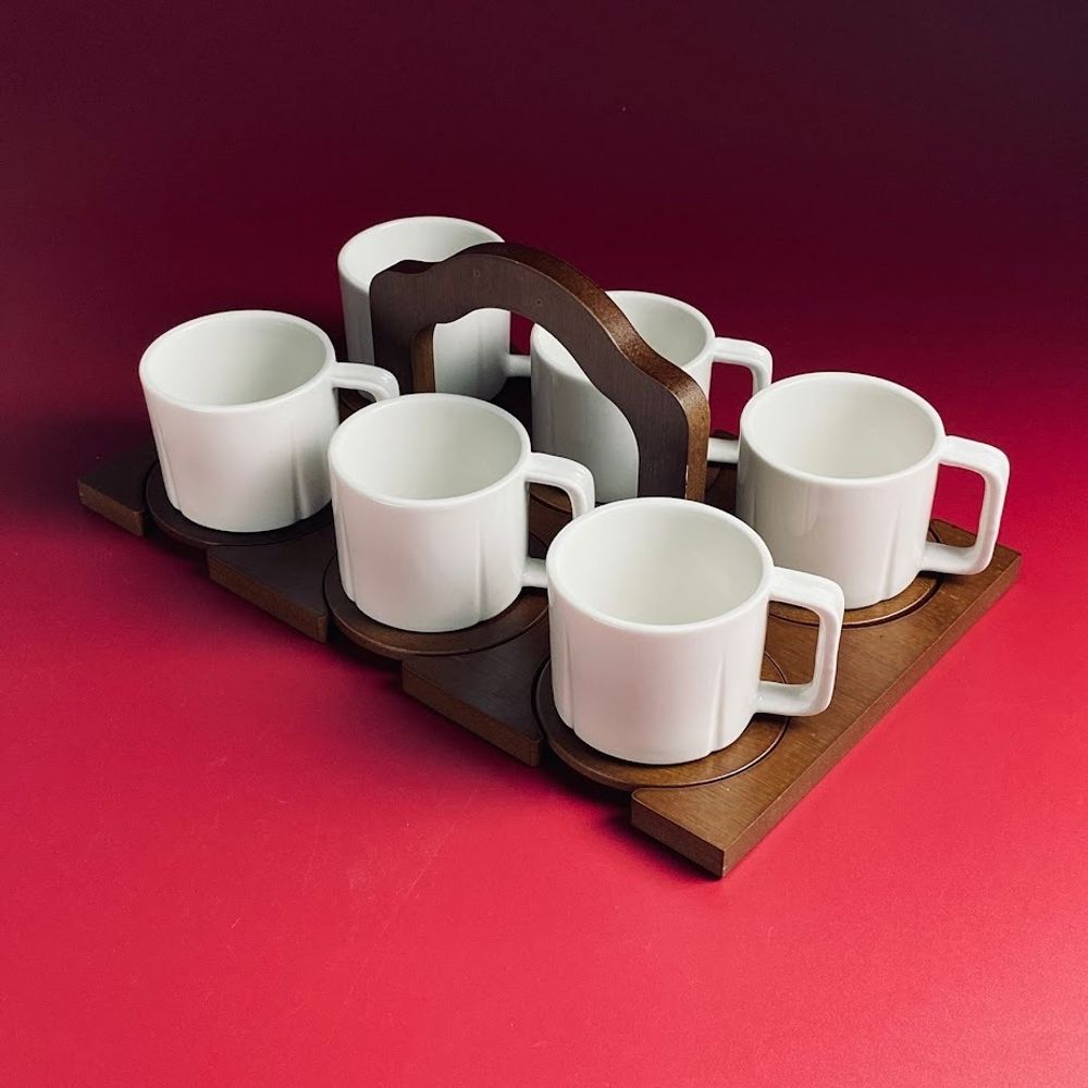 Lenardi 235-060 Набор из 6 чашек 130мл с блюдцами на подставке TROPICAL в под.уп.(х8)