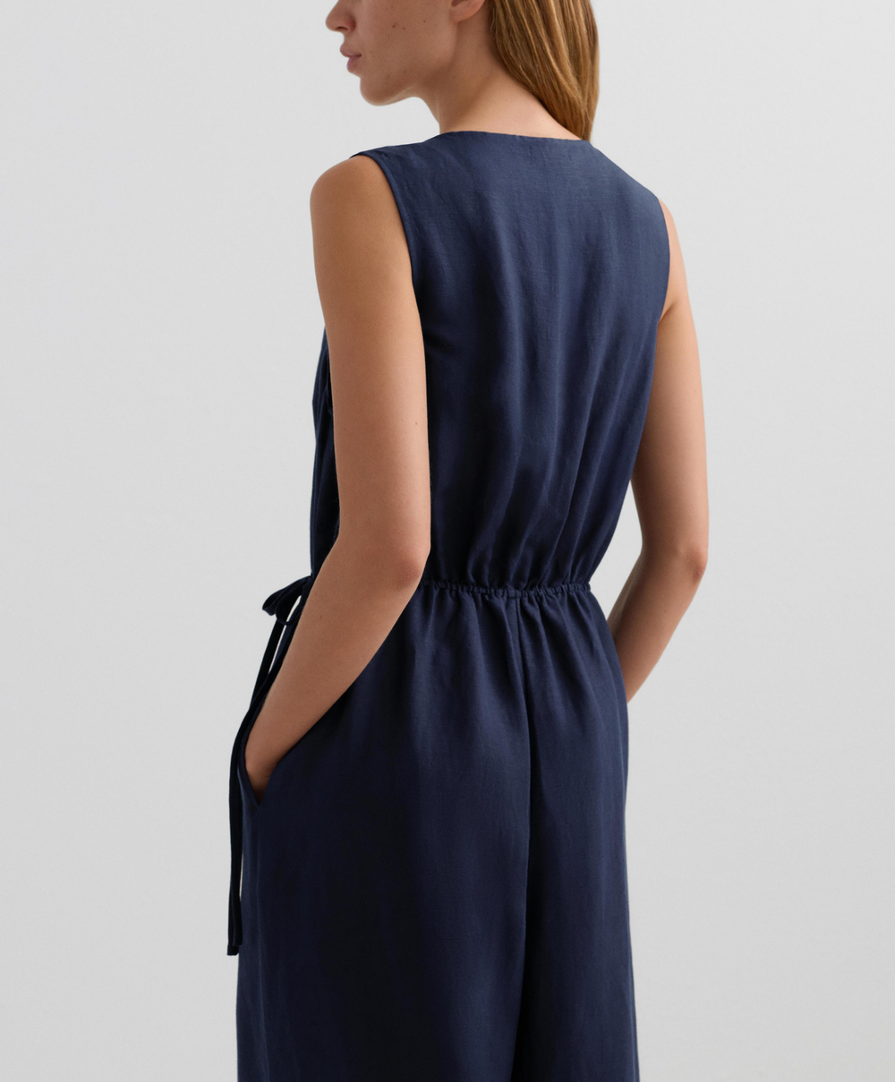 Oysho Длинный комбинезон из льна с запахом, военно-морской