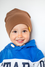 детская шапка хлопковая гладкая молочный шоколад