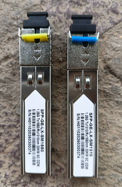 Трансиверы (пара) WDM SFP, одноволоконные, SC, 1,25Gb/s, 1550/1310нм,, SM волокно, 20км дальность, DDM