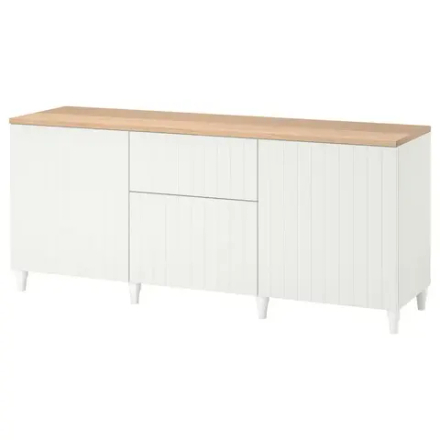 Комбинация для хранения - BESTÅ/ BESTА IKEA/ БЕСТА/БЕСТО ИКЕА, 180х76  см, белый/под беленый дуб
