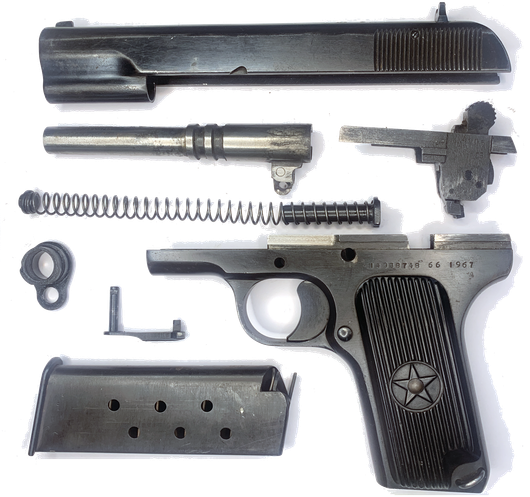 Охолощенный ТТ СХП пистолет Токарева КНР 1967 г. Оригинальное воронение, в отличном состоянии. ТТ-33-О под холостой патрон 7.62х25 и 9ИМ