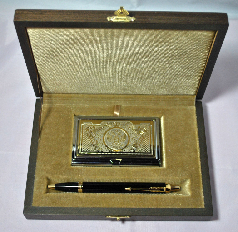 Набор "Гербовый" №3 визитница (Златоуст), ручка