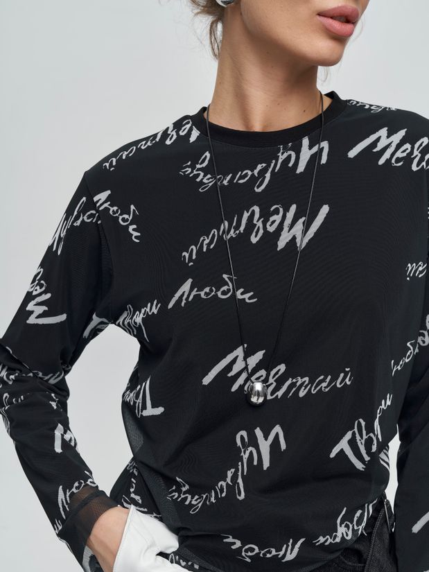 Лонгслив ТВОРИ двуслойный, черный