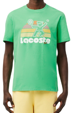 Мужская теннисная футболка Lacoste Washed Effect Tennis Print T-Shirt - green