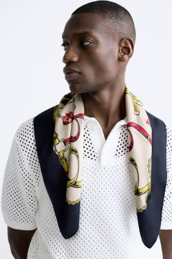 ZARA АТЛАСНАЯ БАНДАНА С ПРИНТОМ «ПОДКОВА», РАЗНОЦВЕТНЫЙ