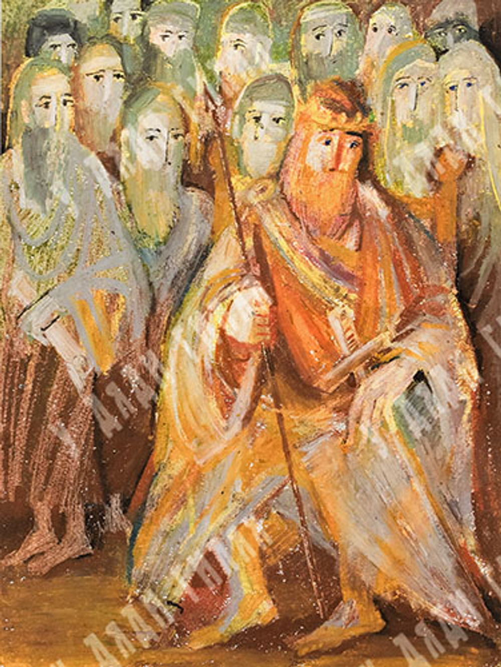 Гигошвили И. «..И принес священник Авиафар ефод к Давиду» (1 Цар. 30:7). Бумага, масляная пастель.