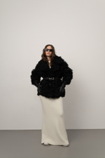 Чёрная двусторонняя шуба-дублёнка