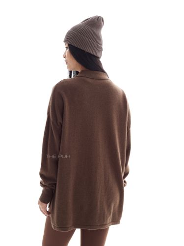 Шоколадная шерстяная рубашка на пуговицах