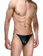 Мужские трусы-слипы с металлическим декором по бокам (Размер: L-XL) (Цвет: черный)