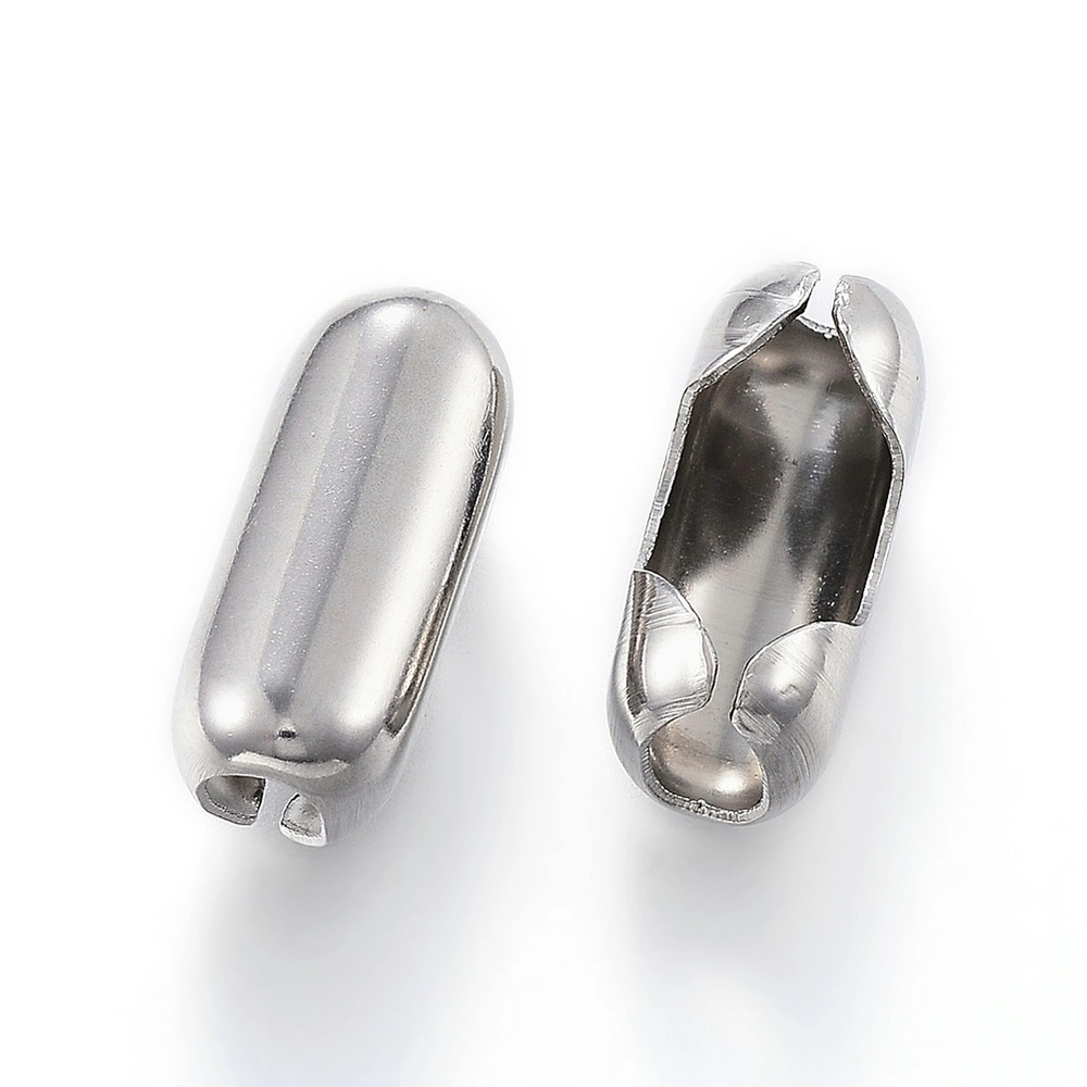 w166 Застежка для цепочки с шариками до 4мм, 13*5,5мм, нерж. сталь, шт